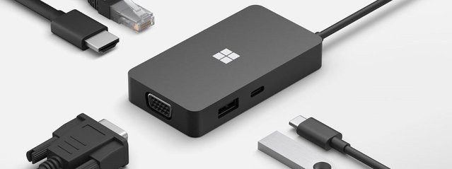 Microsoft USB-C Travel Hub Dockingstation in Schwarz mit HDMI, VGA, USB-A und 1GbE Ethernet - Bild 1