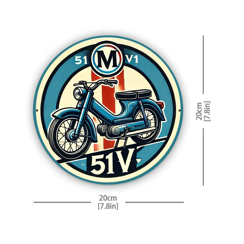 Potdemiel Vintage Motorrad Metallschild aus Aluminium, runde Wandkunst im Retro-Design, Durchmesser: 20,3 cm, multicolor - Bild 2