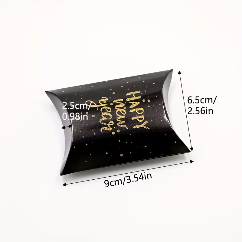 Geschenkboxen mit Frohes Neues Jahr Muster in Schwarz und Gold für Silvester Feiern aus Papier - Bild 5