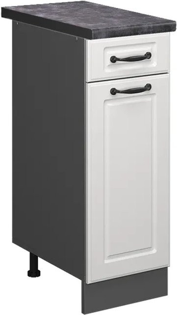 Vicco Küchenunterschrank R-Line Landhausstil in Weiß und Anthrazit mit Türen und Schubladen, B: 30 cm, H: 81,6 cm, T: 60 cm - Bild 1