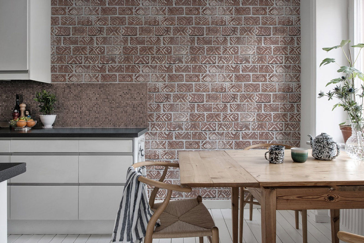 Rebel Walls Mural Wandtattoo Dekorative Ziegelsteine in Rot und Braun im Industrial Design - Bild 2