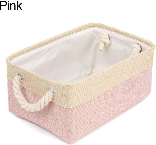 Faltbarer Aufbewahrungskorb aus Leinen von Love Home Garden in Rosa, B/T/H: 31,0 x 21,0 x 13,0 cm - Bild 1