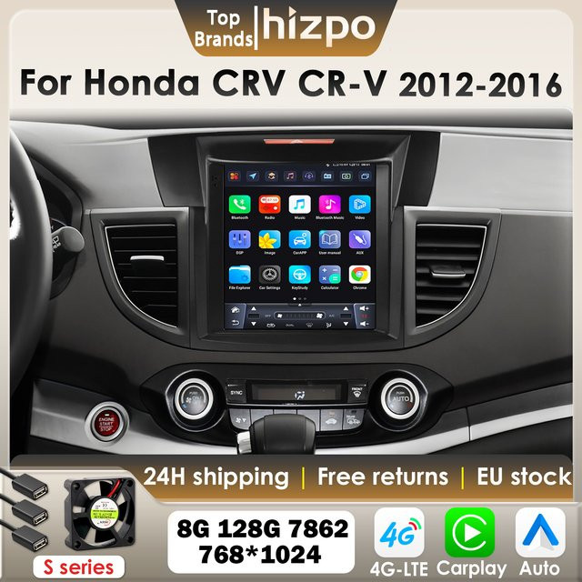 Hizpo Android Autoradio für Honda CRV CR-V 2012–2016 mit 9,7 Zoll Tesla Style Vertikalbildschirm, GPS, 4G und Bluetooth in Schwarz - Bild 1