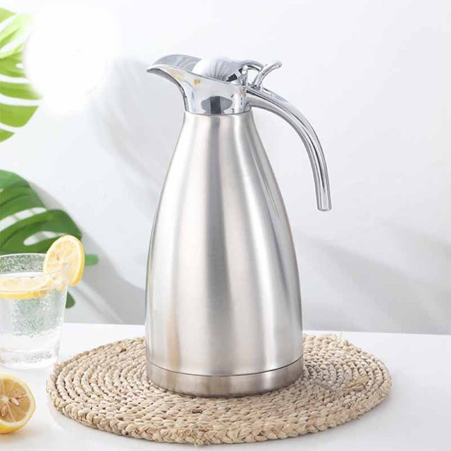 Yiran Furniture Thermosflasche aus Edelstahl mit doppelwandiger Vakuumisolierung, Kaffeekanne und Milchteekanne, Silber, 1,5 l - Bild 1