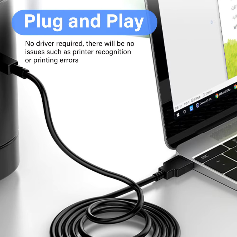 Nephy USB-C auf USB Typ B 2.0 Kabel in Schwarz für Canon Epson HP und ZJiang Etikettendrucker sowie Scanner - Bild 3