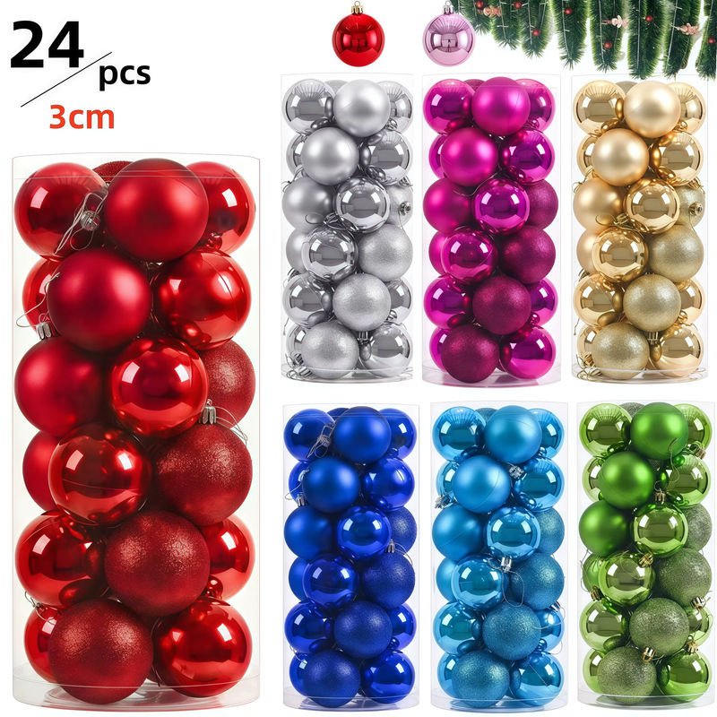 24er Set Disney Weihnachtskugeln aus Kunststoff, rund, mehrfarbig und silber, Durchmesser: 3 cm - Bild 5