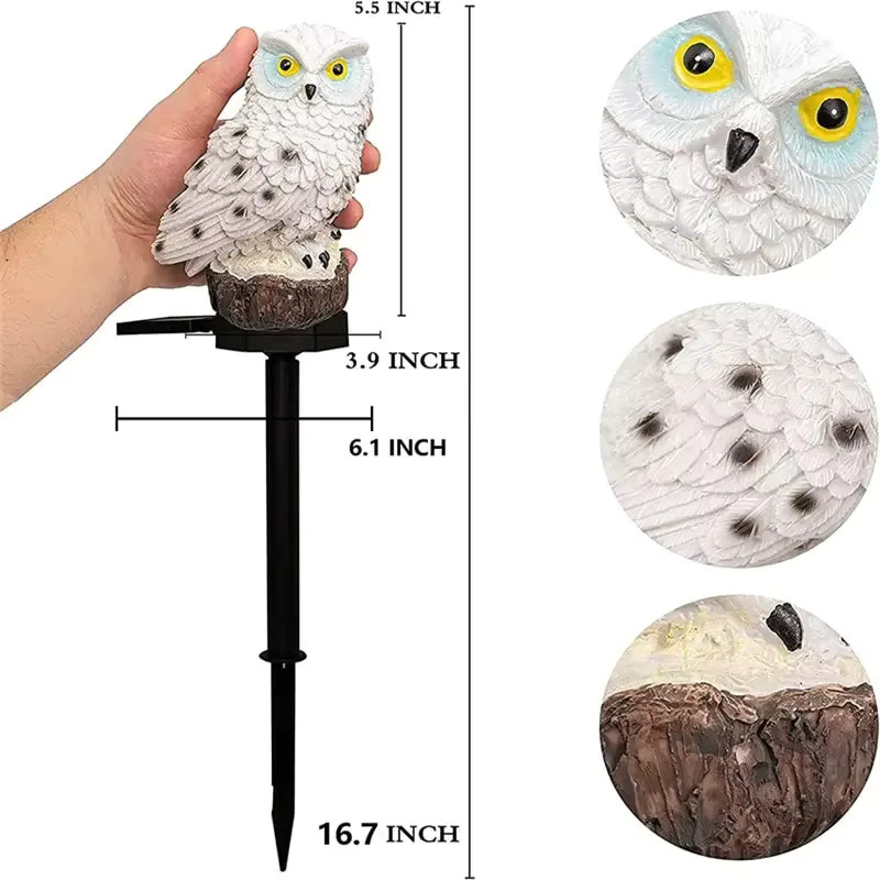 XIWANGFIRE Solar Eule LED Bodenleuchte Outdoor Gartenlampe Schwarz mit Warmweißem Licht - Bild 4