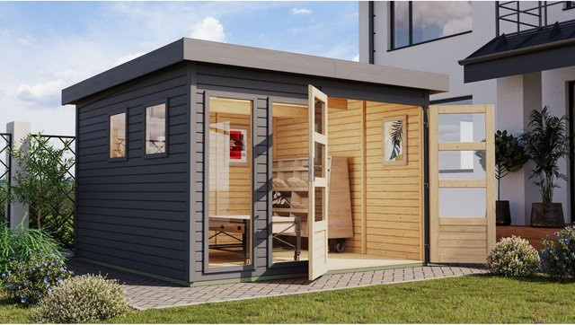 Karibu Gartenhaus Pentus 6 mit Flachdach aus nordischer Fichte - Bild 1