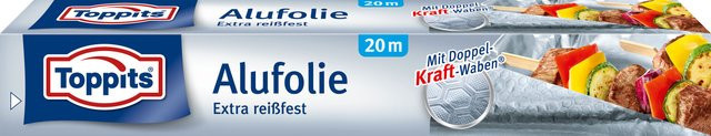 Toppits Alufolie Extra reißfest mit Doppel-Kraft-Waben in Silber, Breite: 29 cm, Länge: 20 m - Bild 1