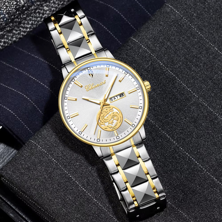 CHENXI Armbanduhr Herren, Quarz, Edelstahl, Schwarz - Bild 3