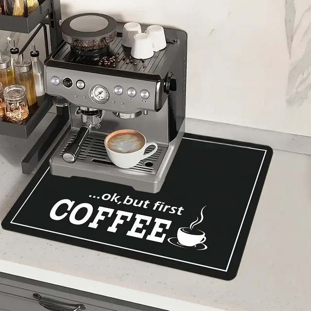 VIKAMA American Minimalist Kaffeemaschinen Unterlage, absorbierendes und schnell trocknendes Abflusspad für die Küchenarbeitsplatte, Schwarz, Breite: 30,0 cm, Tiefe: 30,0 cm - Bild 1