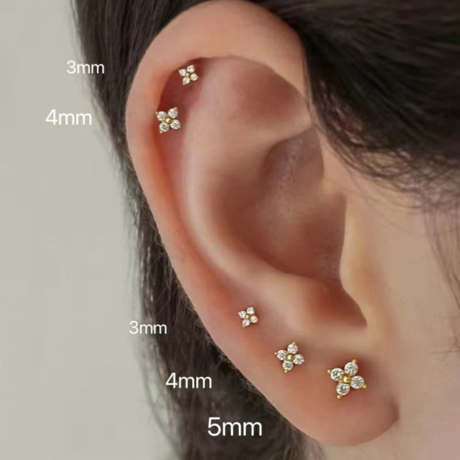 Mariasz Ohrstecker, Blume, Zirkonia, Gold, Damen - Bild 2