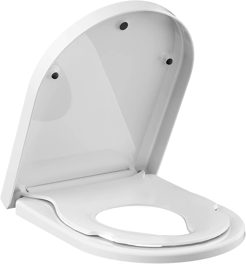 HiMISS D-Form Toilettensitz in Weiß mit Soft-Close-Deckel und Schnellverschluss - Bild 2