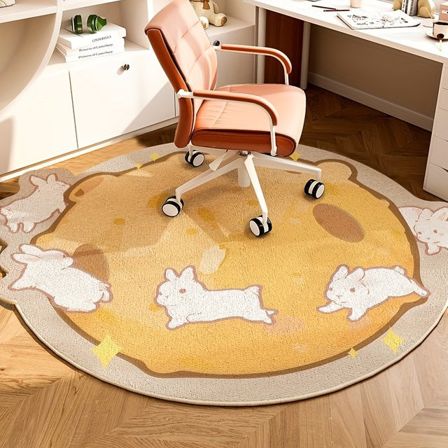 VIKAMA Kunstfell-Teppich mit Kaninchenfell-Muster, runder und rutschfester Flausch-Teppich für Wohnzimmer und Schlafzimmer, Durchmesser: 60 cm - Bild 1