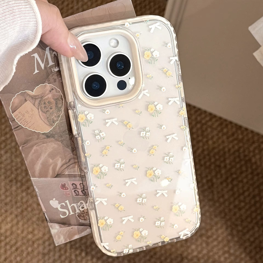 MUQGEW Transparente Handyhülle mit gelben Blumen für iPhone 12 bis 16 Pro Max, stoßfeste Schutzhülle - Bild 2