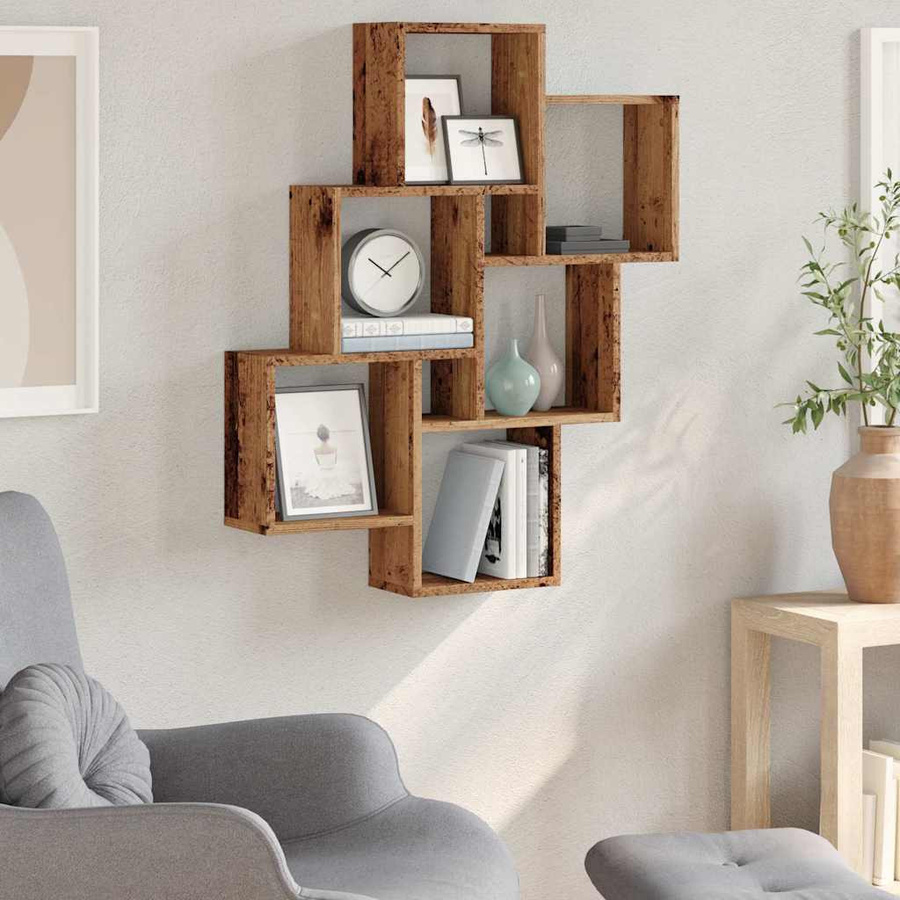vidaXL Würfelregal in Altholz-Optik braun aus Holzwerkstoff, B/T/H: 78 x 15 x 93 cm - Bild 4