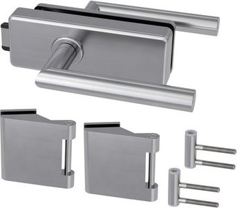 NOVADOORS Glastürbeschlagset aus Aluminium in Silber, Edelstahloptik matt - Bild 1