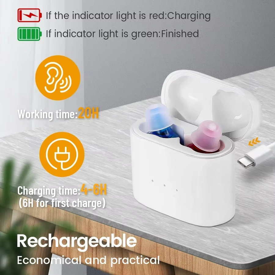 XceeFit Kabellose Bluetooth Hörhilfen ITE Mini-Lautsprecher als unsichtbare Schallverstärker für Senioren und Gehörlose in Rot oder Blau - Bild 2