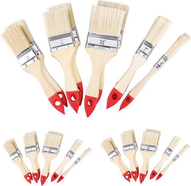 Monzana Pinselset 30-teilig mit 5 verschiedenen Größen aus Holz in Rot, Braun und Multicolour - Bild 1
