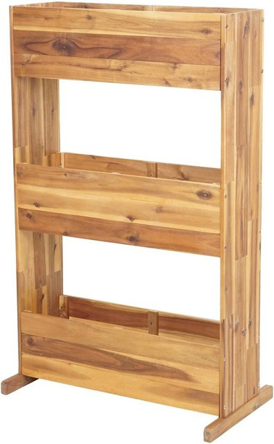 PROREGAL Pflanzkastenregal aus Akazienholz in Braun mit 3 Reihen, H x B x T: 115 x 71 x 40 cm - Bild 1