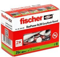 Fischer EasyHook Round DuoPower Universal Dübel aus Nylon und glasfaserverstärktem Kunststoff, Durchmesser: 6 mm, Länge: 30 mm - Bild 1