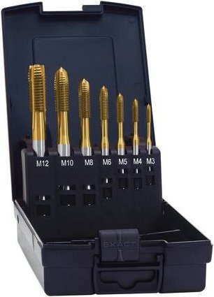 Exact 02328 Maschinengewindebohrer-Set 7teilig metrisch M3 bis M12 HSS-E Cobalt Gold - Bild 1