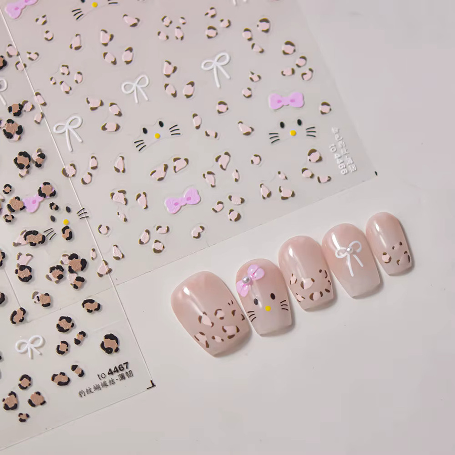 Rhstoe Nagelaufkleber 3D Leopardenmuster, Pfeil und Bogen, Nagelperle - Bild 2