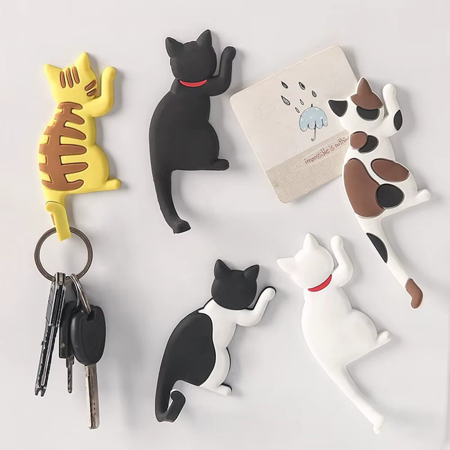 LMETJMA Katzen-Magnethaken für den Kühlschrank, Niedliche Tierförmige Magnet-Hängehaken aus Kunststoff - Bild 4