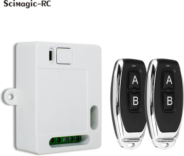 Scimagic-RC Drahtloser Schalter mit 433MHz RF Fernbedienung und 2-Kanal Relaismodul für DC 12V 24V 9-72V zur Steuerung von Garage, Vorhangmotor, Licht und Haushaltsgeräten - Bild 1