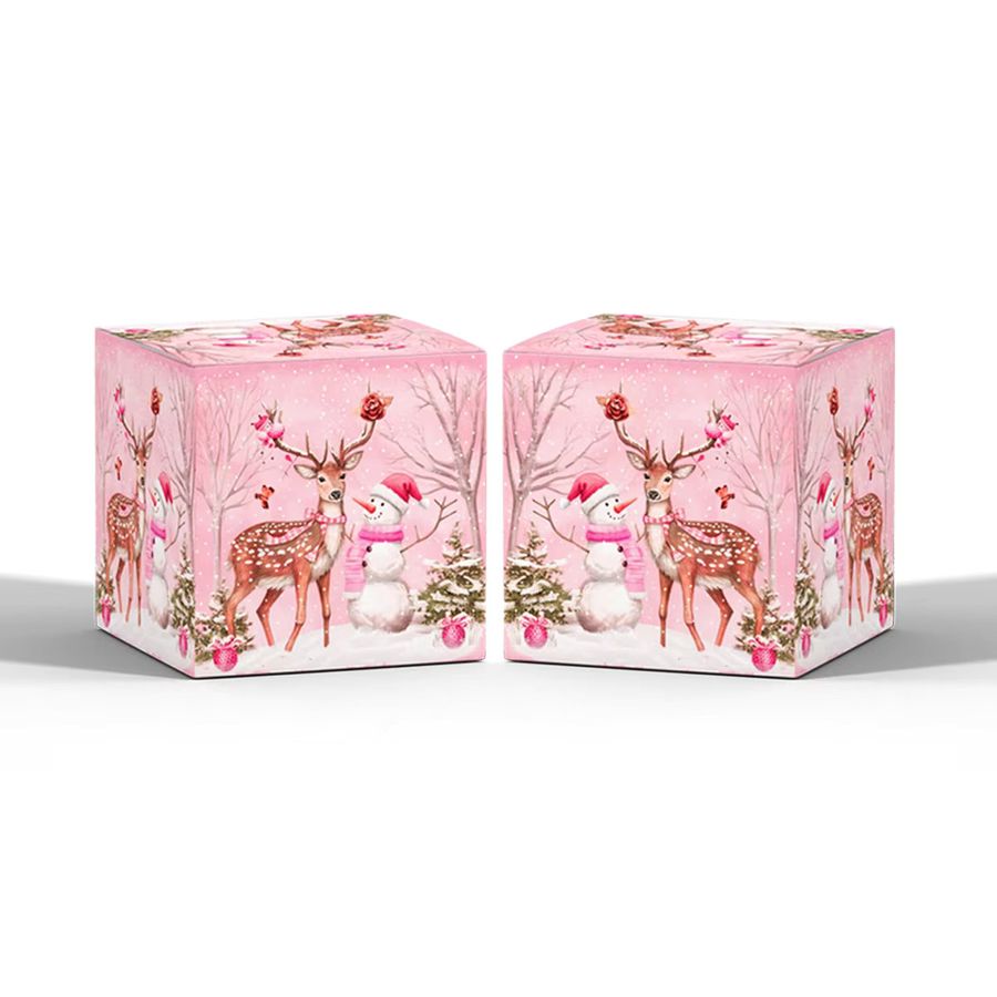 joy-enlife Weihnachtliche Geschenkboxen aus Papier in Rosa mit Santa Claus, Schneemann und Elch für Weihnachts- und Neujahrsfeiern - Bild 2