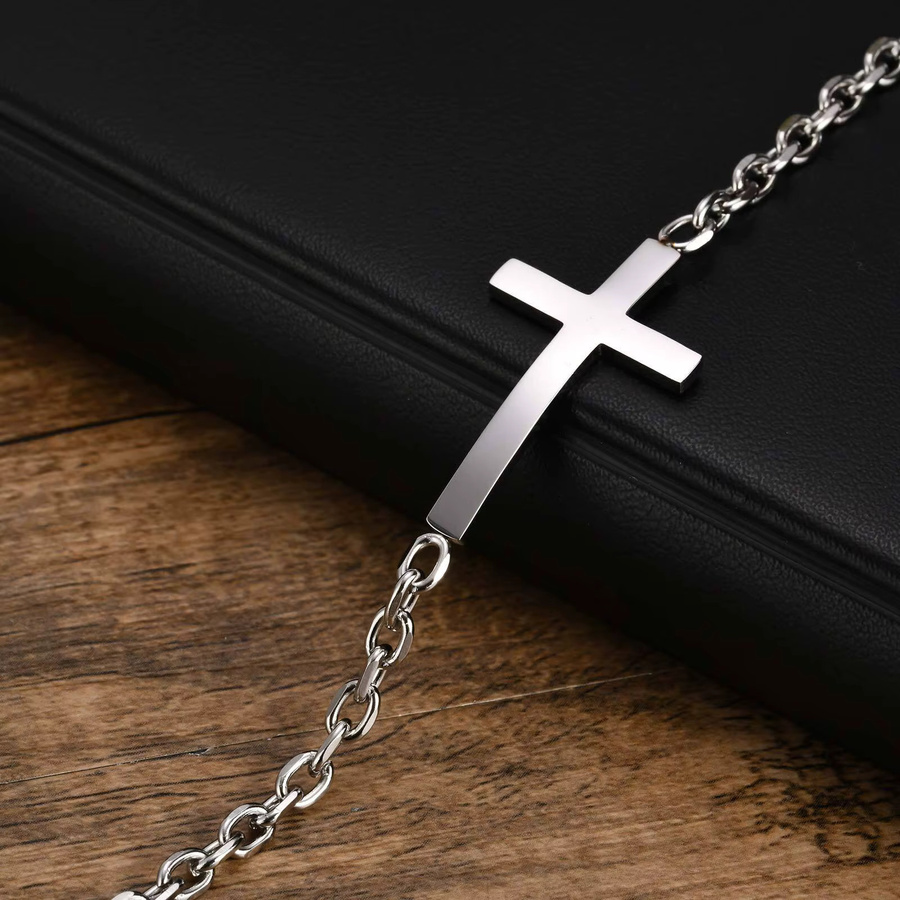 mprainbow Herren-Armband, Kreuz-Rolo-Kette, Edelstahl - Bild 3