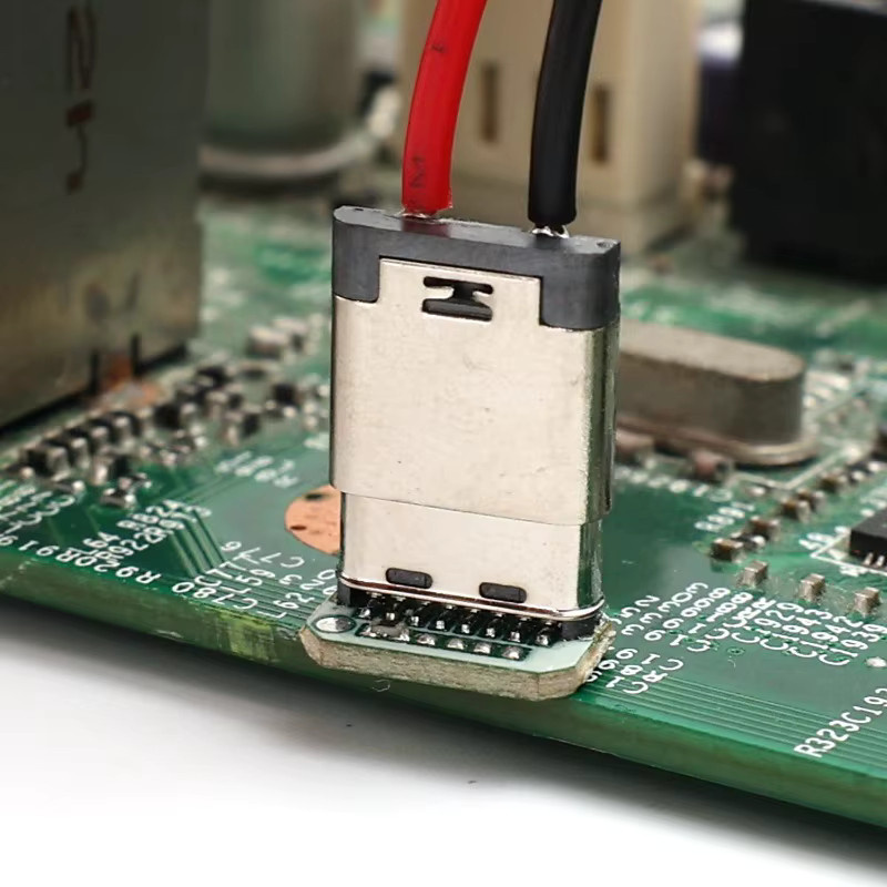 USB-C-Stecker USB 3.1 Typ C Vertikales Patchboard 16-Pin mit 4-Schweißdraht Datenband PCB Männlicher Anschluss in Silber - Bild 3