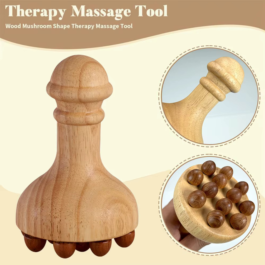 Holz Massage Pilz, Anti-Cellulite Lymphdrainage Massagegerät, Unisex - Bild 2