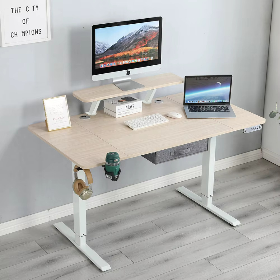 Radlove Elektrischer Schreibtisch Höhenverstellbar mit Monitorständer und Schublade, Beige, Breite: 140 cm - Bild 2