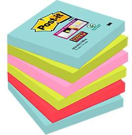 Post-it Super Sticky Notes Cosmic Collection, Mehrfarbig, 6 Blöcke à 90 Blatt, B: 7,6 cm x H: 7,6 cm - Bild 1