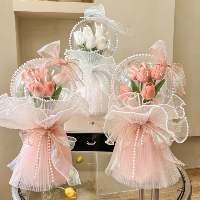 Transparente Tulpenkugeln aus Kunststoff als kreatives Verpackungsmaterial zum Basteln für Hochzeitsgeschenke und Valentinstag - Bild 1
