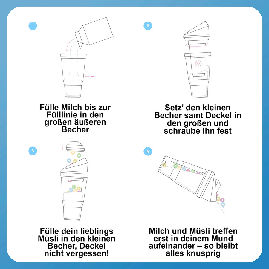 STONELINE Müslibecher CrunchCup Original To Go Blau 260 + 250 ml - Bild 3