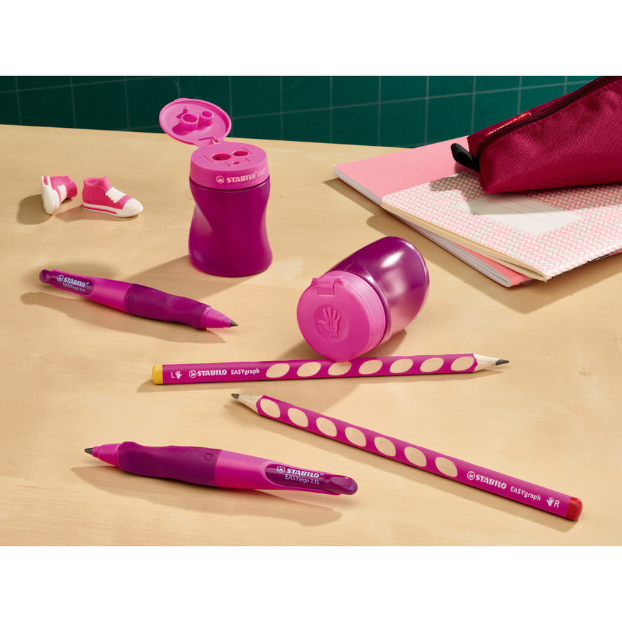 STABILO EASYsharpener Dosenspitzer für Rechtshänder in Pink und Transparent - Bild 2