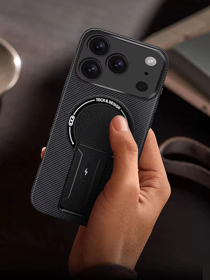 Stoßfeste kabellose Ladehülle mit unsichtbarem Ständer für Apple iPhone 17 Pro Max, 16, 15, 14, 13 in Schwarz oder Blau - Bild 6