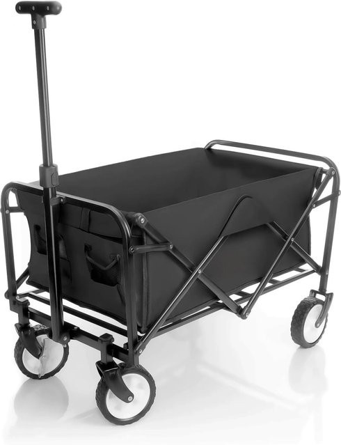 BigDean Bollerwagen faltbar in Schwarz bis 80kg Belastbarkeit für Camping, Garten und Ausflüge - Bild 1