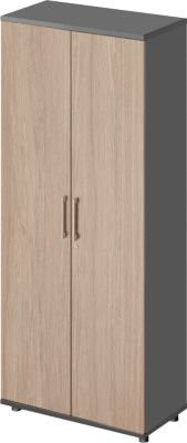 Schäfer Shop Genius TETRIS WOOD Flügeltürenschrank mit 5 Fächern, Farbe Graphit/Eiche, Breite: 80 cm - Bild 1