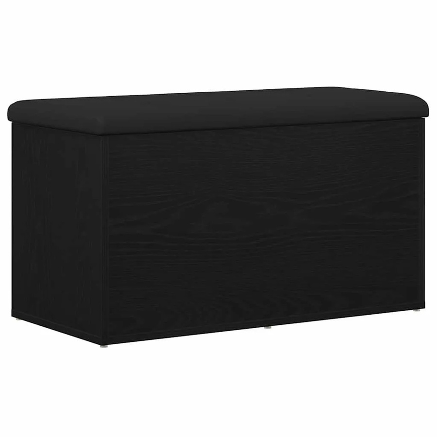 vidaXL Sitzbank mit Stauraum in Schwarz und Eichen-Optik, B/T/H: 82 x 42 x 45 cm - Bild 2