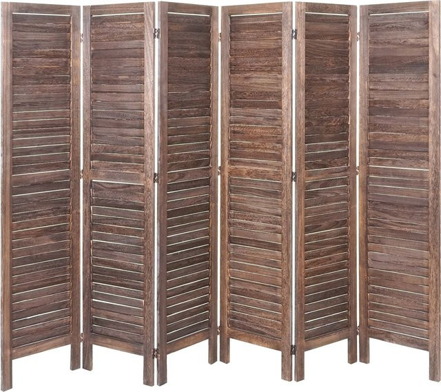 Paravent MCW-G30 Raumteiler als Sichtschutz im Shabby-Look aus Holz, braun, Höhe: 170 cm, Breite: 240 cm - Bild 1