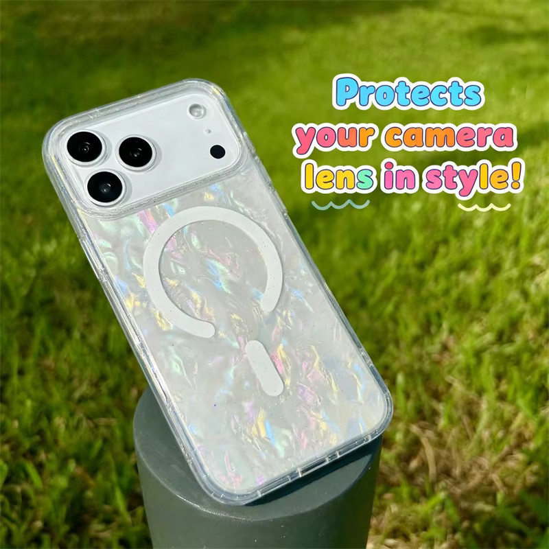 Shell Marmor Magnetische Soft Case für iPhone mit MagSafe Kompatibilität in Transparent/Multicolour - Bild 2