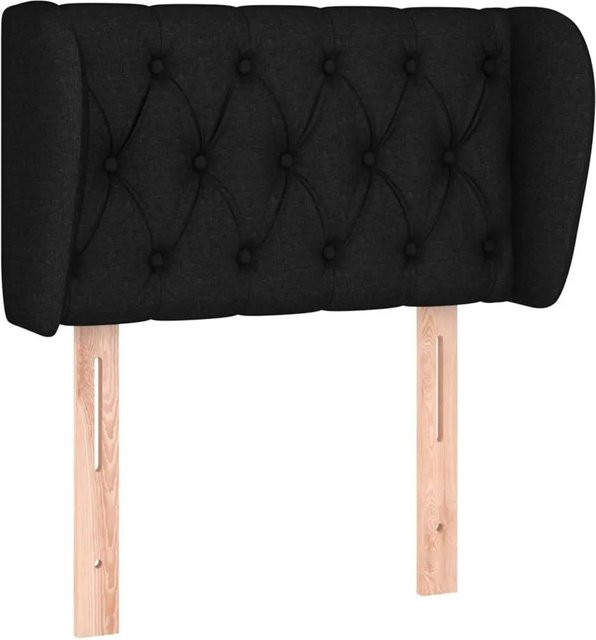 vidaXL Kopfteil mit Ohren in Schwarz aus Stoff, B/T/H: 83 x 23 x 78/88 cm - Bild 1