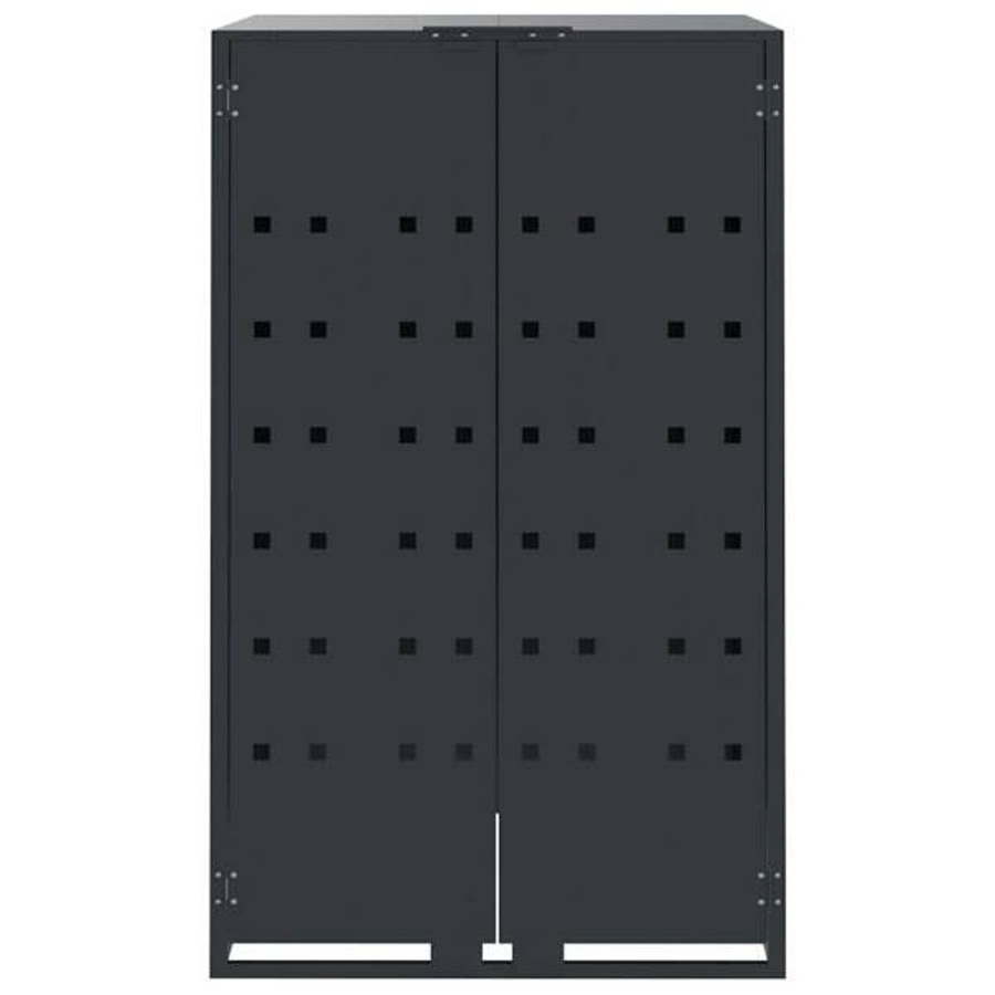 vidaXL Mülltonnenbox für 5 Tonnen aus pulverbeschichtetem Stahl, Anthrazit, B/T/H: 345 x 79 x 117 cm - Bild 3