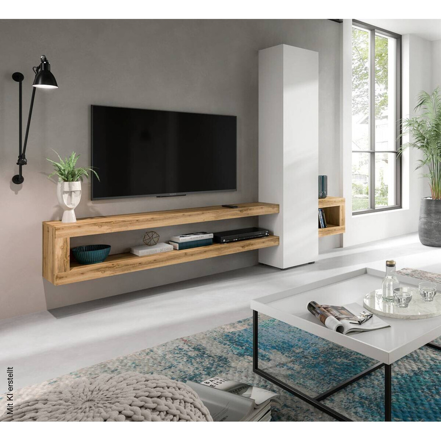 Wohnwand Samba von xonox.home in Weiß und Eiche Wotan Nachbildung, B/H/T: 240 x 190 x 35 cm - Bild 3