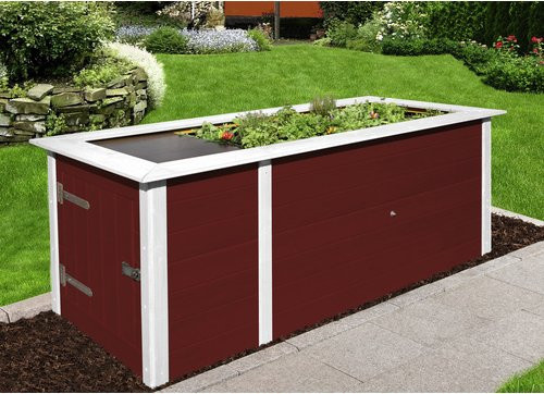 WEKA Hochbeet aus Fichtenholz mit Schrank in Rot, B/T/H: 205 x 81 x 79 cm - Bild 3