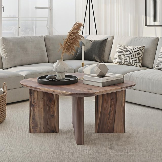 Finebuy Couchtisch aus Sheesham Massivholz in Braun, quadratisch mit abgerundeten Ecken, Breite: 60 cm, Tiefe: 60 cm, Höhe: 60 cm - Bild 1