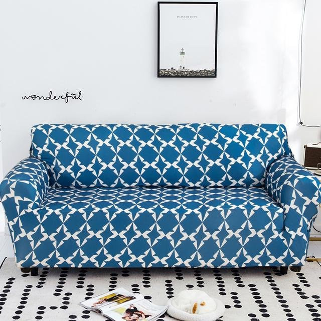 Elastischer Couchbezug in Blau für Sessel und Sofas, Stretch-Sofabezug aus Polyester für verschiedene Formen, Größe S (90-140 cm) - Bild 1